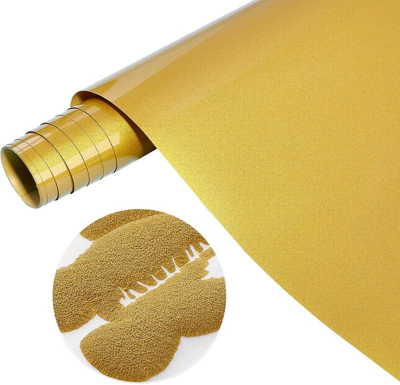 Tintnut Puff Vinyl Heat Transfer - 10inches x 6ft 3D Golden Palm Puff HTV Roll Puff Heat Transfer Vinyl Foaming Puffy HTV Iron on Vinyl for T-Shirts DIY Compatible with Cricut or Silhoutte Cameo - Image 1